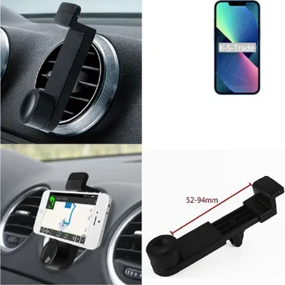 Produktbild von K-S-Trade Lüftungshalterung kompatibel mit Apple iPhone 13 mini KFZ-Halterung Autohalterung Handy-halterung Lüftungsgitter Lüftungsschlitze Schwarz