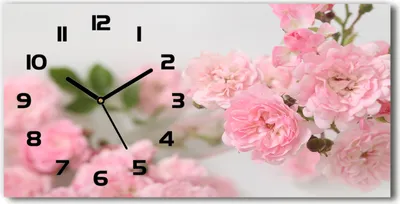 Produktbild von Wanduhr aus Glas – 60x30 cm - Glasbild - Glasuhr - Gehärtetes Glas - schwarze-zeiger - wilde Rosen