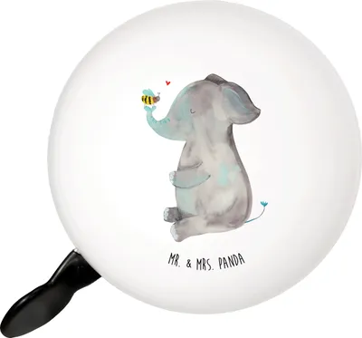 Produktbild von Mr. & Mrs. Panda Fahrradklingel Elefant Biene - Weiß - Geschenk, Liebe, Hochzeitsgeschenk, Fahrrad-Klingel, Fahrrad Klingel, Tiere, Liebesspruch, Für, Fahrradglocke