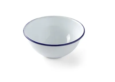 Produktbild von 12x Emaillie Salatschüssel, weiß blau Schüssel 920 ml, Ø 16 cm