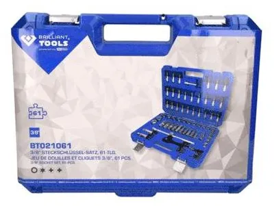 Immagine prodotto di BRILLIANT TOOLS Set di chiavi a bussola da 3/8" 61 pezzi - BT021061