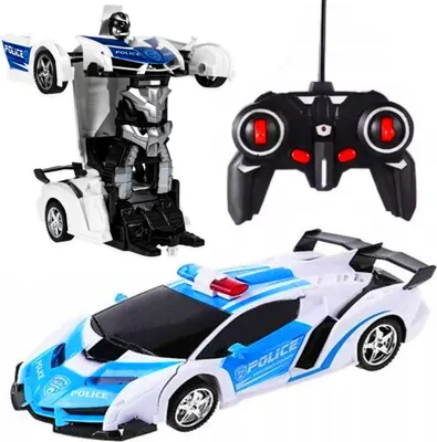 Immagine prodotto di Auto della polizia telecomandata robot trasformabile 2in1 con radiocomando