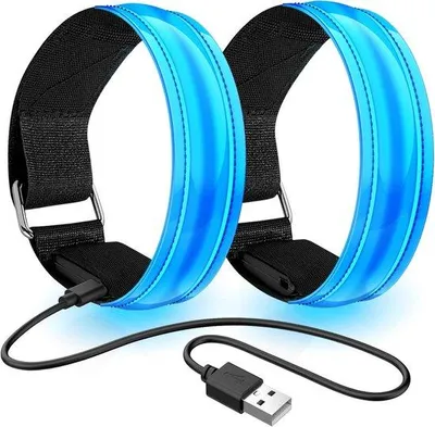 Produktbild von LED-Reflexionsarmband, Set von zwei, blau, für Laufen und Radfahren