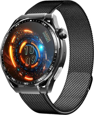 Produktbild von INF Smartwatch mit EKG, Herzfrequenzmesser, Fitnesstracker und mehreren Sportmodi Schwarzes Milanaise-Armband