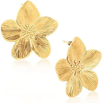 Produktbild von Blumen Ohrringe Gold - Metall Blume Schmuck, Große Boho Floral Statement Ohrstecker für Damen Mädchen