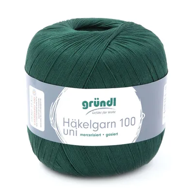 Produktbild von Gründl Häkelgarn 100 Filethäkeln 100% Baumwolle 100g/566m NS 1,5-2 mm Stärke 10 grün (115)