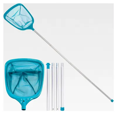 Produktbild von Pool Skimmer Kescher mit 150 cm Teleskopstange für die Reinigung von Schwimmbädern, Teichen und Springbrunnen