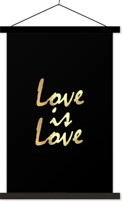 Produktbild von MuchoWow® Textilposter Zitat - Liebe - Gold 120x180 cm mit schwarzem Rahmen - Fotos