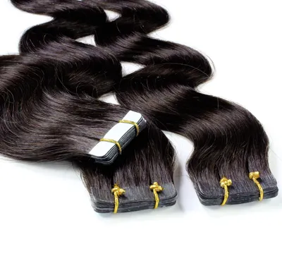 Produktbild von hair2heart Tape Extensions Echthaar Gewellt - 10 Tapes 2.5g 60cm Dunkelbraun