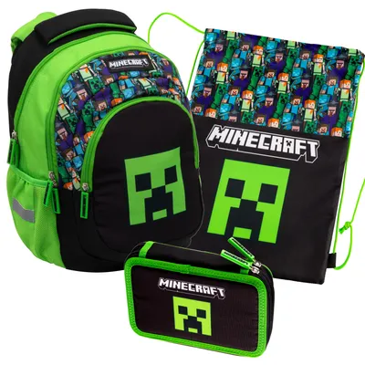 Produktbild von Schulrucksack Minecraft Steve Creeper 3-teiliger für Jungen, schulset ASTRA
