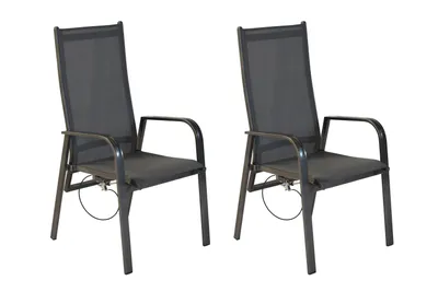 Produktbild von Merxx Gartensessel Alassio 2er Set, Rückenlehne verstellbar durch Gasdruck - Aluminium/Textil