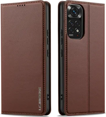 Produktbild von Handyhülle für Xiaomi Redmi Note 11/Note11S/Note 12S, Magnetische Flip Leder Hülle mit Kartenfach und Standfunktion Braun