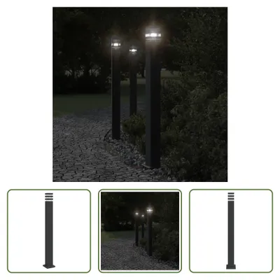 Produktbild von The Living Store Wegeleuchte mit Steckdose Schwarz 110 cm Aluminium