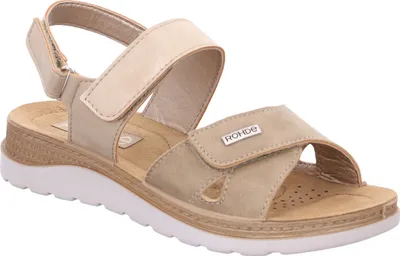 Produktbild von Rohde Damen Sandale gepolsterte Lederdecksohle Klettverschluss Baviera 1307, Größe:39 EU, Farbe:Beige