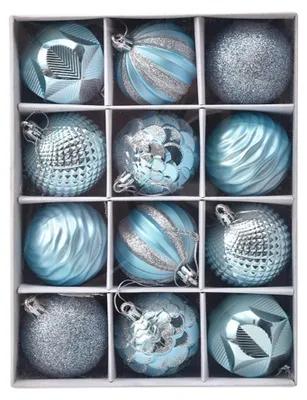 Produktbild von Weihnachtskugeln Set 6 cm, 12 Stück, bunt bemalt, Christbaumschmuck