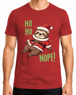 Imagen del producto de Camiseta para hombre con diseño divertido de un perezoso en Navidad, color rojo, talla 3XL