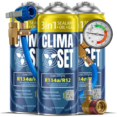 Image de ClimaSet 3-en-1 Kit de recharge de climatisation avec réfrigérant R134A
