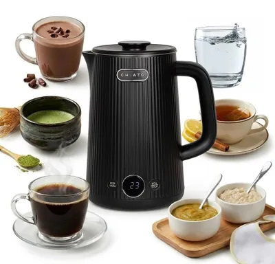 Wasserkocher 1,7 l, 2200 W, 6 Temperaturen, LED-Display, schwarz