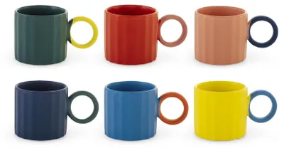 6 Espressotassen 100 ml, verschiedene Farben, spülmaschinenfest