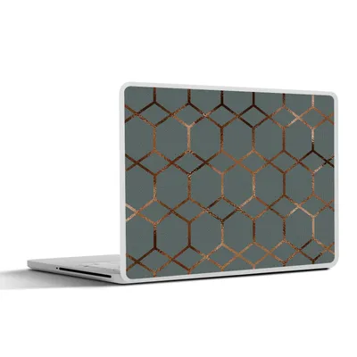 Produktbild von MuchoWow® Laptop Aufkleber Sticker Cover Muster - Blau - Luxus - Bronze 30x22 cm - Laptop-Sticker