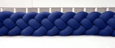 Produktbild von Bettschlange 4-strängig geflochten Velours 400 cm – Dunkelblau | Bettumrandung Babybett Nestchen | Letino