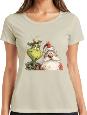 Obrázek produktu pro Grinch Father Christmas vtipný vánoční dárek kreslený retro dámské tričko, příroda, S