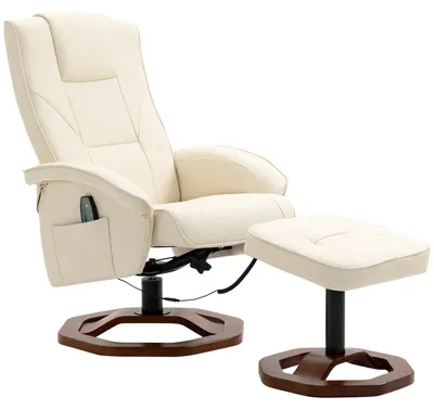 Imagen del producto de Silla de masaje - Sillón de masaje - Silla de relajación - Con reposapiés - Respaldo ajustable - Cuero sintético de poliuretano