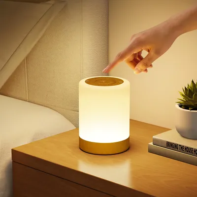 Immagine prodotto di Lampada da comodino con funzione touch, dimmerabile, 5 modalità e 256 colori RGB, ricaricabile tramite USB