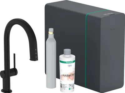 Produktbild von hansgrohe Aqittura M91 Küchenmischer Starter-Set mit SodaSystem 210, ausziehbar bis 76 cm, 1 Strahlart, mit sBox, 76806670