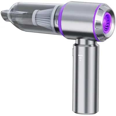 Obrázok produktu pre ZELURXX 4 v 1 bezdrôtový ručný vysávač, batéria 6000 mAh, LED displej, 80 dB, Type-C, na použitie doma, v kancelárii a v aute, 20 x 21 x 6,5 cm,strieborná
