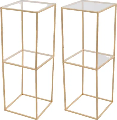 Image de Support pour fleurs de mariage, design métallique robuste, décoration élégante, or, M