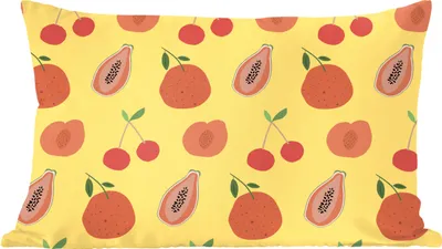 Produktbild von MuchoWow® Zierkissen Sofakissen Wohnzimmer Dekokissen 50x30 cm Obst - Rot - Gelb - Muster - Wohnzimmerdekoration - Polster mit Photo