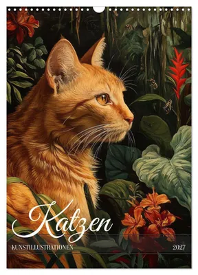 Produktbild von Katzen Kunstillustrationen (Wandkalender 2027 DIN A3 hoch), CALVENDO Monatskalender