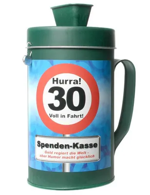 Produktbild von Spendenkasse 30. Geburtstag Geschenkidee grün-bunt 19x9,5cm - Einheitsgröße