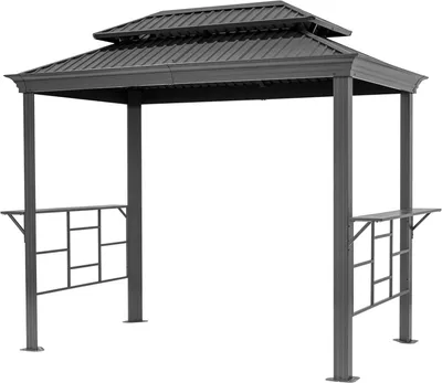 Image de TOOLPORT pavillon de barbecue 2,8 x 1,8 m toit en acier avec 2 tablettes latérales, anthracite