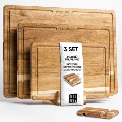 Schneidebretter-Set aus Akazienholz, 3-teilig, 40x30/33x24/26x18 cm