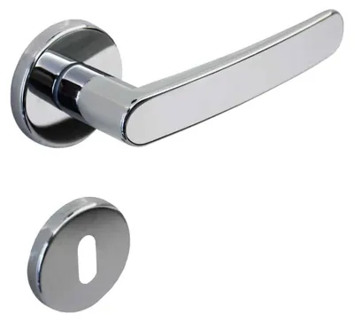 Imagen del producto de Manija de puerta interior (juego) de zamak con acabado cromado brillante