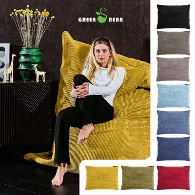 Produktbild von Green Bean® XXL Riesensitzsack "Square" aus Cordstoff 370 Liter mit EPS Perlen Füllung - kuschelig, weich, robust & waschbar - Gelb