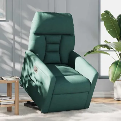 Image de vidaXL Fauteuil relax avec releveur électrique Vert foncé Tissu