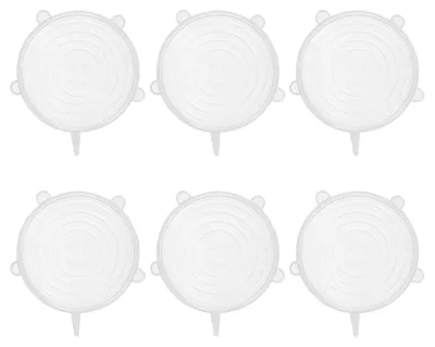 Produktbild von Silikondeckel-Set - 6-teilig dehnbar - Zur Lebensmittelaufbewahrung - Ø 11 cm - Transparent