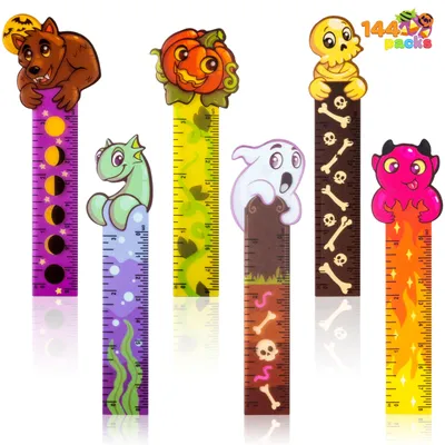 Produktbild von JOYIN 144 Stück Halloween Lesezeichen Lineale Marker, Partygeschenk(6 Designs) mit Halloween Themen Drucken für Party Dekoration, Klassenzimmer Belohnungen, Goodie-Tütenfüller, Süßigkeiten-Preise