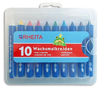 Produktbild von Wachsmalkreiden in blauer Schiebehülse, 10 Stück