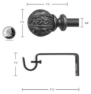 Zdjęcie produktu dla Zestaw karniszy Decopolitan, średnica kul: 1,6 cm, materiał: metal, styl: patynowany