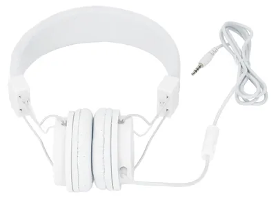 Image de Casque filaire 3,5 mm avec micro, stéréo, arceau pliable et réglable, commandes intégrées pour la musique, les appels et les jeux, compatible avec PC, ordinateur portable, tablette et téléphone, MP3, blanc