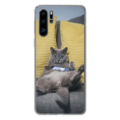 Produktbild von MuchoWow® Handyhülle Schutzhülle Hülle für Huawei P30 Pro Katze - Bank - Faule Silikon Softcase Handy Hülle - Schutzdeckel