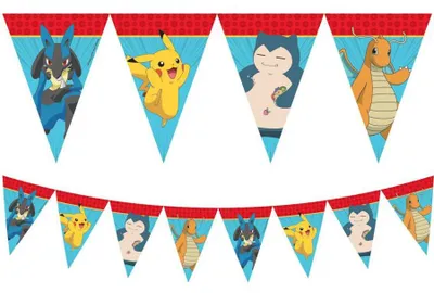 Productafbeelding van Papieren Pokémon-vlaggenketting, 2,3 meter, 1 stuk.