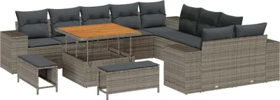 Produktbild von "SALE 2026" Gartensofa-set mit Kissen 13 pcs - Hohe Qualität - Grau Poly-Rattan - Gartenset Sitzgruppe DE 798437