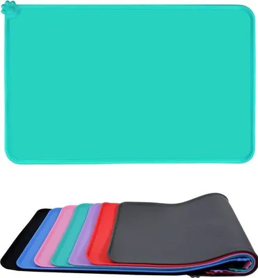 Immagine prodotto di Tappetino in silicone impermeabile e antiscivolo, 53x37 cm, turchese, per animali
