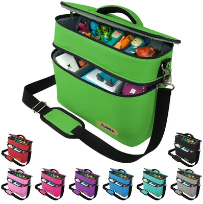 Produktbild von PUNALU Toniebox Tasche XL kompatibel mit Toniebox 1 & 2 – Platz für bis zu 68 Hörfiguren, Kopfhörer & Ladestation – Gepolsterte Transporttasche – Grün