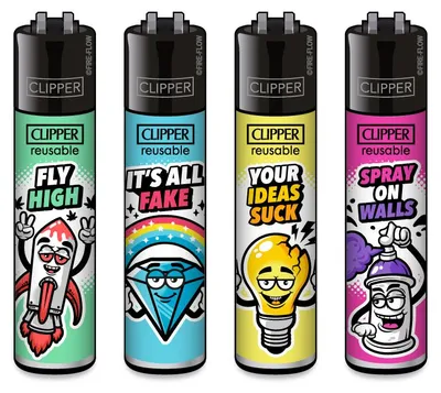Produktbild von Clipper Feuerzeug 4er Set Snappy Slogan